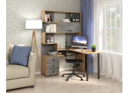 Компьютерный стол СК-10 (правый) дуб крафт золотой/бетон ателье, ф-ка Бител