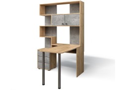 Компьютерный стол СК-10 (правый) дуб крафт золотой/бетон ателье, ф-ка Бител