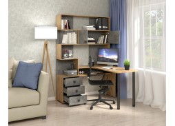 Компьютерный стол СК-10 (правый) дуб крафт золотой/бетон ателье, ф-ка Бител
