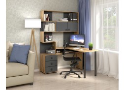 Компьютерный стол СК-10 (правый) дуб крафт золотой/графит, ф-ка Бител