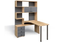 Компьютерный стол СК-10 (правый) дуб крафт золотой/графит, ф-ка Бител