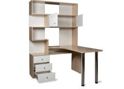 Компьютерный стол СК-10 (правый) дуб сонома/белый глянец, ф-ка Бител