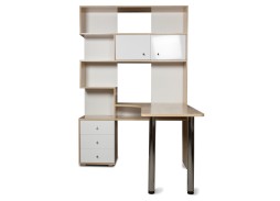 Компьютерный стол СК-10 (правый) дуб сонома/белый глянец, ф-ка Бител