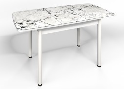 стол "Флорида" СМ-1 раздвижной, опора круглая маталл, белый/серебро, ф-ка Бител