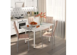 Обеденная группа "Флорида-Волна" СМ-1, опора круглая маталл, белый/серебро/латте, ф-ка Бител 43 056 Р. в Вира Мебель Обеденная группа "Флорида-Волна" СМ-1, опора круглая маталл, белый/серебро/латте, ф-ка Бител