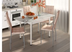 Обеденная группа "Флорида-Волна" СМ-1, опора круглая маталл, белый/серебро/латте, ф-ка Бител 43 056 Р. в Вира Мебель Обеденная группа "Флорида-Волна" СМ-1, опора круглая маталл, белый/серебро/латте, ф-ка Бител