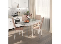 Обеденная группа "Флорида-Волна" СМ-1, опора изогнутая массив, белый/серебро/латте, ф-ка Бител 43 056 Р. в Вира Мебель Обеденная группа "Флорида-Волна" СМ-1, опора изогнутая массив, белый/серебро/латте, ф-ка Бител
