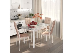 Обеденная группа "Флорида-Волна" СМ-1, опора изогнутая массив, белый/серебро/латте, ф-ка Бител 43 056 Р. в Вира Мебель Обеденная группа "Флорида-Волна" СМ-1, опора изогнутая массив, белый/серебро/латте, ф-ка Бител