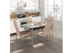 Обеденная группа "Флорида-Волна" СМ-1, опора круглая маталл, венге/серебро/латте, ф-ка Бител 43 056 Р. в Вира Мебель Обеденная группа "Флорида-Волна" СМ-1, опора круглая маталл, венге/серебро/латте, ф-ка Бител