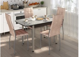 Обеденная группа "Флорида-Волна" СМ-1, опора круглая маталл, венге/серебро/латте, ф-ка Бител 43 056 Р. в Вира Мебель Обеденная группа "Флорида-Волна" СМ-1, опора круглая маталл, венге/серебро/латте, ф-ка Бител