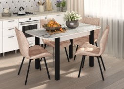 Обеденная группа "Флорида-Рим" СМ-1, опора чёрная квадрат, белый/чёрный/латте, ф-ка Бител 48 816 Р. в Вира Мебель Обеденная группа "Флорида-Рим" СМ-1, опора чёрная квадрат, белый/чёрный/латте, ф-ка Бител