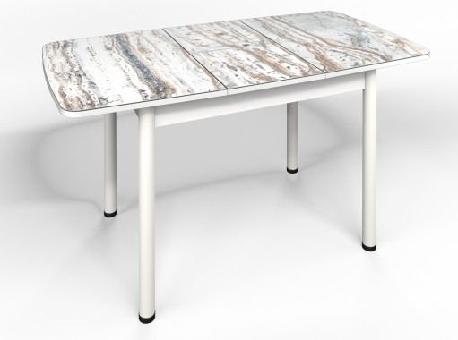 стол "Флорида" СМ-2 раздвижной, опора круглая, белый/серебро, ф-ка Бител