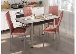 Обеденная группа "Флорида-Волна" СМ-2, опора круглая маталл, венге/серебро/коралл, ф-ка Бител 43 056 Р. в Вира Мебель Обеденная группа "Флорида-Волна" СМ-2, опора круглая маталл, венге/серебро/коралл, ф-ка Бител