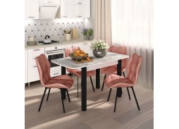 Обеденная группа "Флорида-Рим" СМ-2, опора чёрная квадрат, белый/чёрный/коралл, ф-ка Бител 48 816 Р. в Вира Мебель Обеденная группа "Флорида-Рим" СМ-2, опора чёрная квадрат, белый/чёрный/коралл, ф-ка Бител