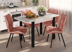 Обеденная группа "Флорида-Рим" СМ-2, опора чёрная квадрат, белый/чёрный/коралл, ф-ка Бител 48 816 Р. в Вира Мебель Обеденная группа "Флорида-Рим" СМ-2, опора чёрная квадрат, белый/чёрный/коралл, ф-ка Бител