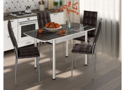 Обеденная группа "Флорида-Волна" СМ-3, опора круглая маталл, белый/серебро/умбер, ф-ка Бител 43 056 Р. в Вира Мебель Обеденная группа "Флорида-Волна" СМ-3, опора круглая маталл, белый/серебро/умбер, ф-ка Бител