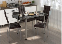 Обеденная группа "Флорида-Волна" СМ-3, опора круглая маталл, венге/серебро/умбер, ф-ка Бител 43 056 Р. в Вира Мебель Обеденная группа "Флорида-Волна" СМ-3, опора круглая маталл, венге/серебро/умбер, ф-ка Бител