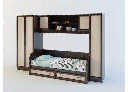 "Белоснежка 3 с ящиками" детская стенка  с ящиками (венге/дуб молочный) 43 950 Р. в Вира Мебель "Белоснежка 3 с ящиками" детская стенка  с ящиками (венге/дуб молочный)