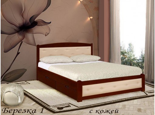 "Берёзка 1 с кожей" кровать деревянная