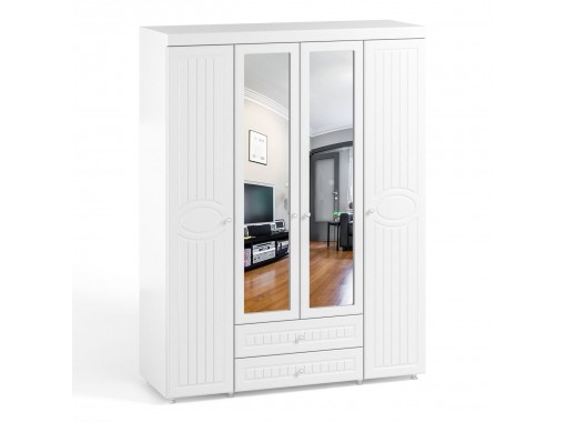 "Монако МН-63" шкаф четырёхдверный с ящиками и 2-мя зеркалами, ф-ка Система Мебели