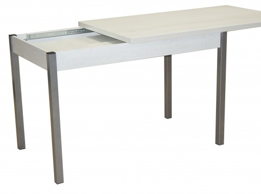 Стол обеденный "Бродвей" 70*120/170 бетон белый/металлик, ф-ка Система Мебели