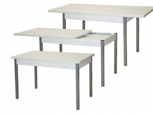 Стол обеденный "Бродвей" 70*120/170 бетон белый/металлик, ф-ка Система Мебели