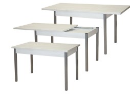 Стол обеденный "Бродвей" 70*120/170 бетон белый/металлик, ф-ка Система Мебели