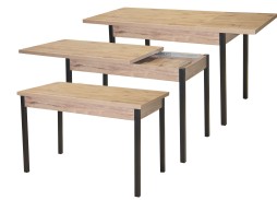 Стол обеденный "Бродвей" 70*120/170 велингтон/чёрный, ф-ка Система Мебели