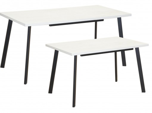 Стол обеденный "Бэлфаст" 75*120/160 бетон пайн белый/чёрный, ф-ка Система Мебели