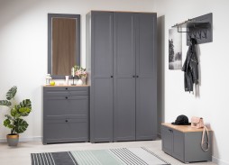 "Остин" прихожая, комплектация 1, серый графит/дуб вотан, ф-ка "Моби" 62 400 Р. в Вира Мебель "Остин" прихожая, комплектация 1, серый графит/дуб вотан, ф-ка "Моби"