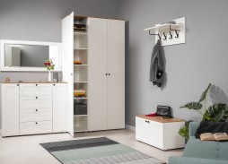 "Остин" прихожая, комплектация 2, белый шагрень/дуб вотан, ф-ка "Моби" 68 200 Р. в Вира Мебель "Остин" прихожая, комплектация 2, белый шагрень/дуб вотан, ф-ка "Моби"