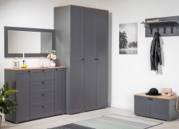 "Остин" прихожая, комплектация 2, серый графит/дуб вотан, ф-ка "Моби" 68 200 Р. в Вира Мебель "Остин" прихожая, комплектация 2, серый графит/дуб вотан, ф-ка "Моби"