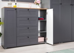 "Остин" прихожая, комплектация 2, серый графит/дуб вотан, ф-ка "Моби" 68 200 Р. в Вира Мебель "Остин" прихожая, комплектация 2, серый графит/дуб вотан, ф-ка "Моби"