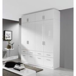 Глянец 16 распашной глянцевый шкаф с антресолью и ящиками