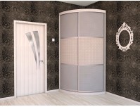 угловой шкаф купе Радион 1 (капитон/плетёнка крем)